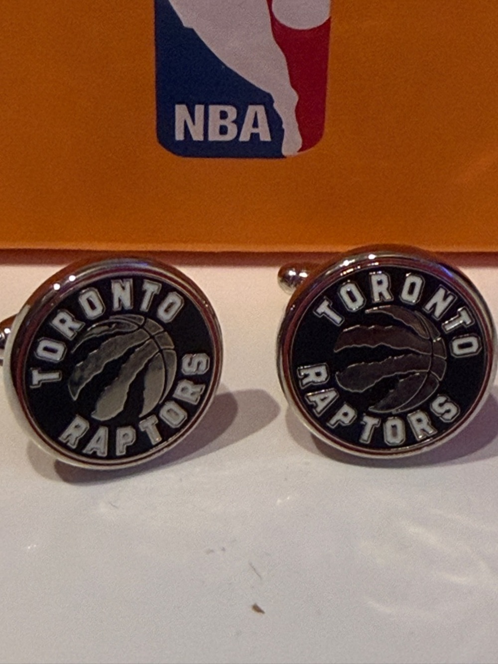 NBA Toronto Raptors Black and Silver Logo Cufflinks